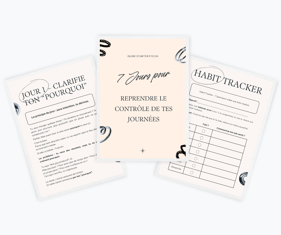 Maquette visuelle du Starter Focus, eBook et fiches